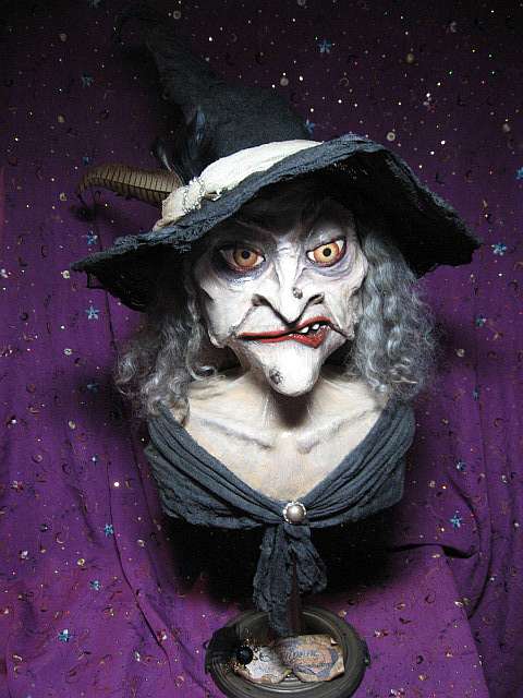 OOAK Halloween Witch - Hand Sculpted Art Doll Bust